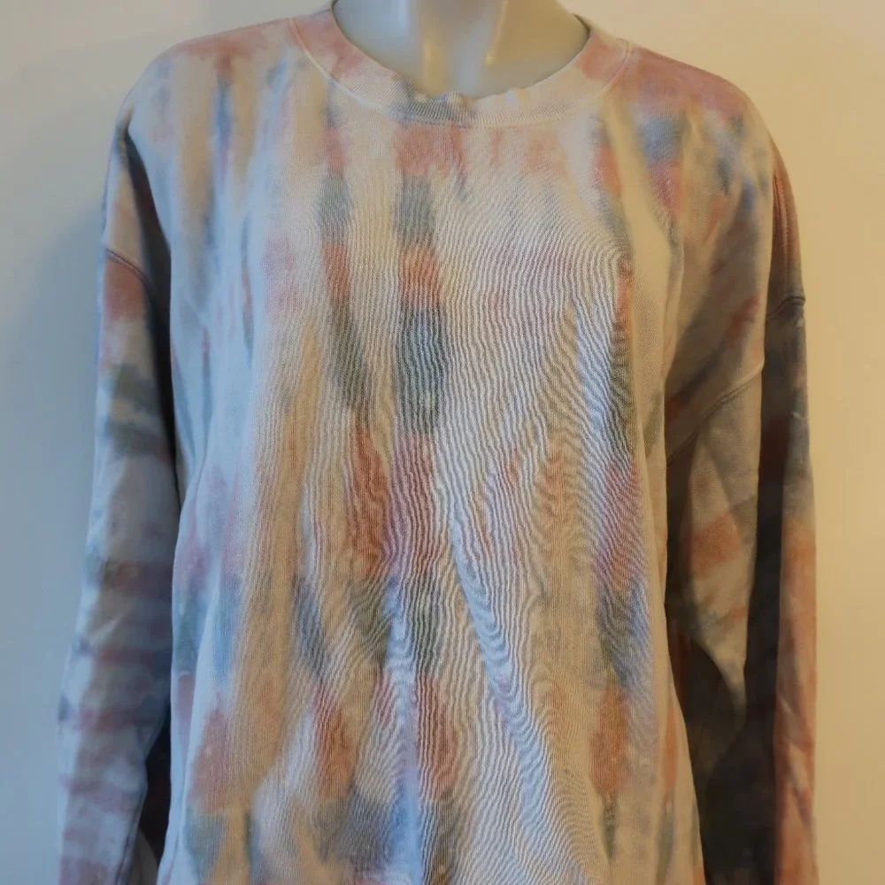 Womens Velvet by Graham Spencer Pink Blue White Jody Tie Dye Sweatshirt Top XL * - Picture 4 of 7